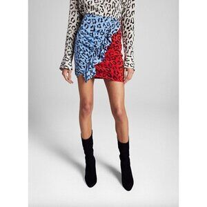 A.L.C. Geller Animal Print Mini Skirt Multicolor Red Blue Black Womens 4